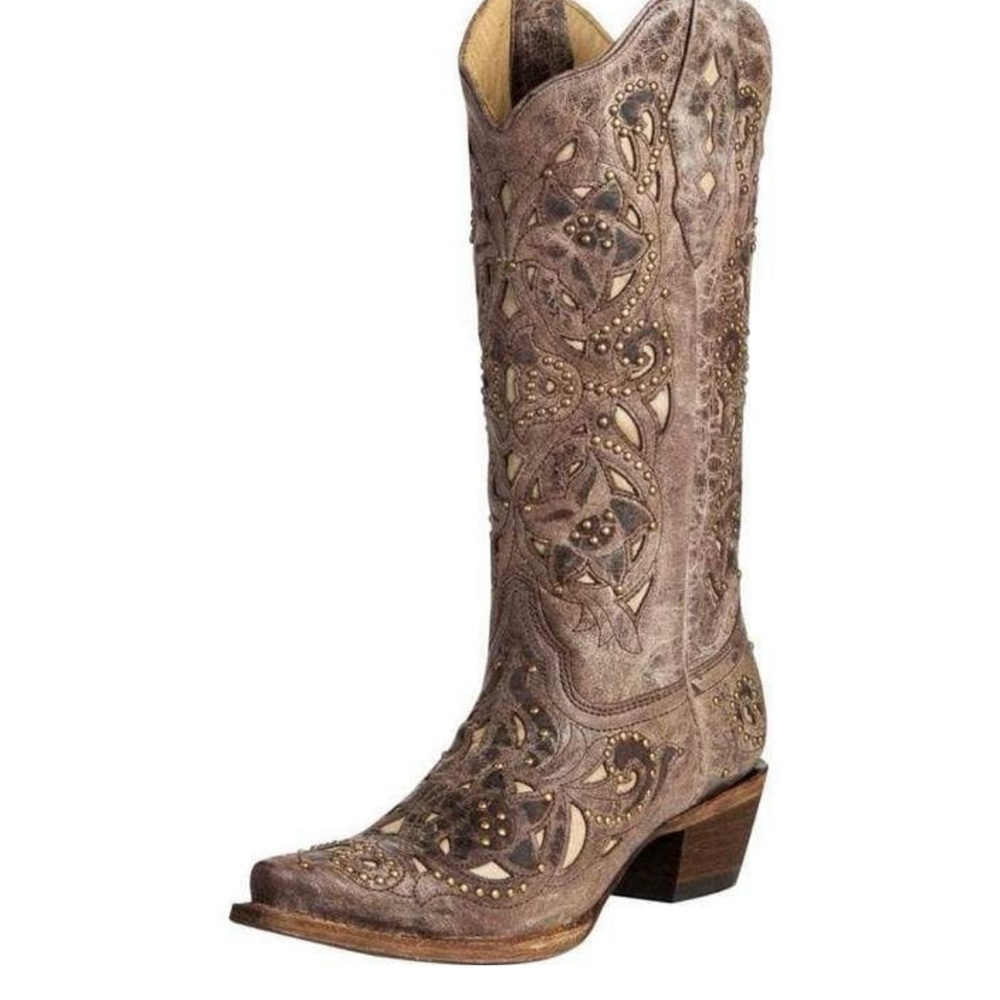 Corral Tan Embroidered Heeled Boots